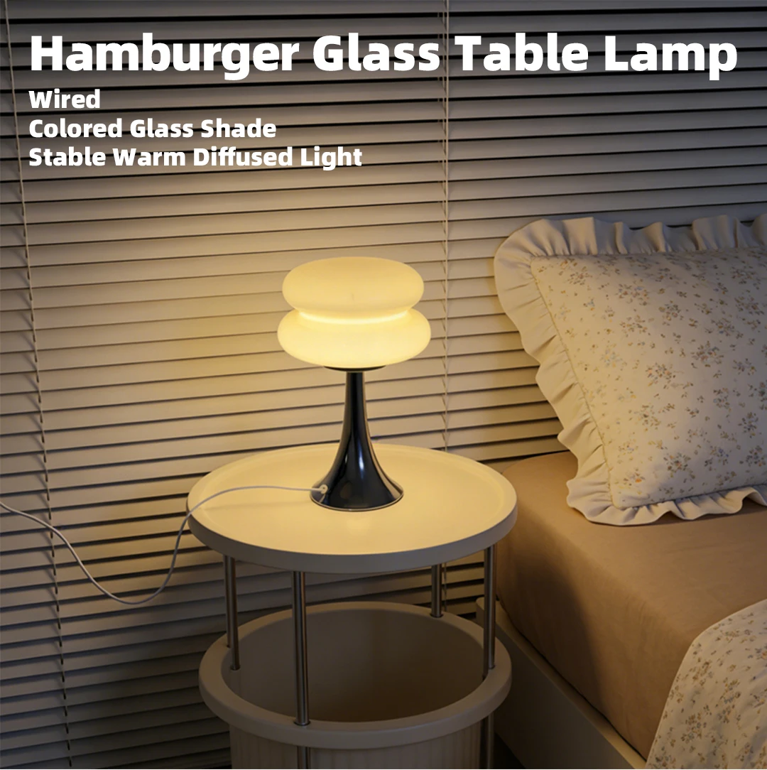 Double-layer Egg Tart Style Ins Table Lamp Bauhaus Bedside Lamp Vintage Lamp for Living Room & Bedroom Premium Minimalist Ambien