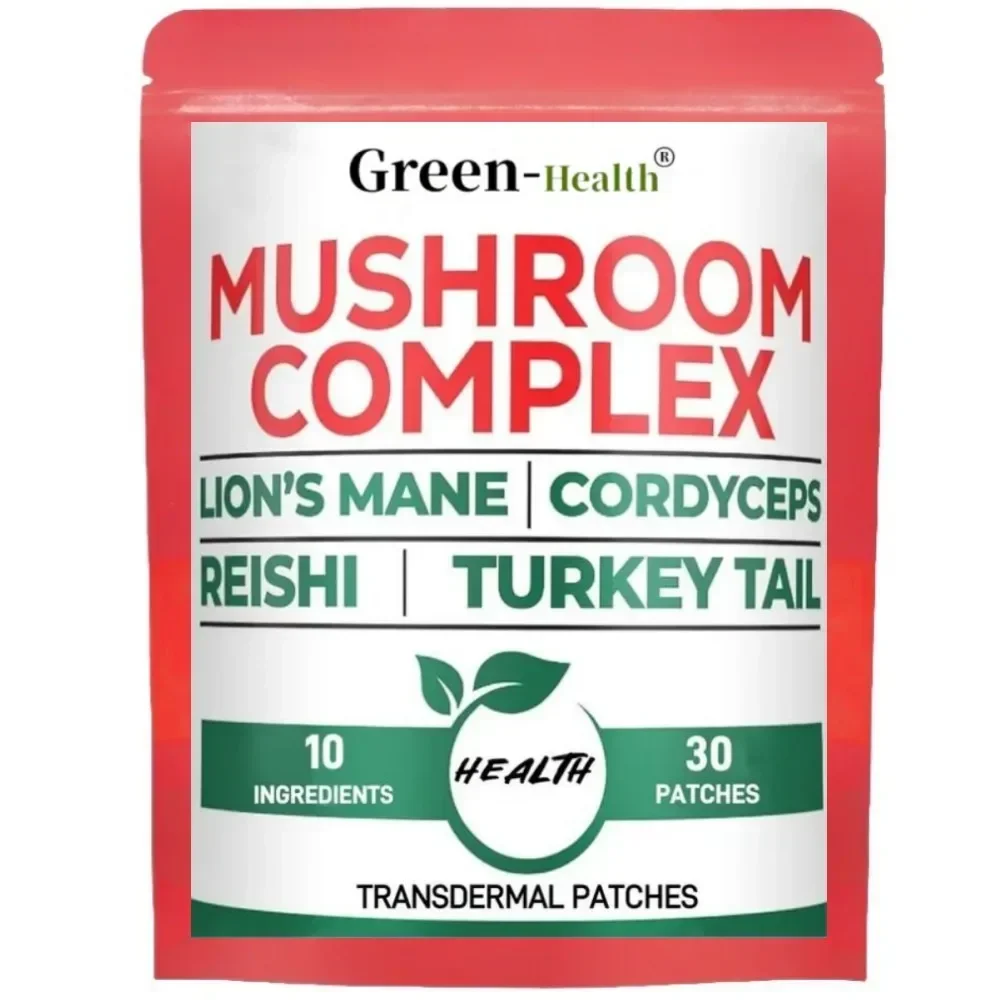 

30 Patches 10 in1 Lions Mane Complex Transdermal Patches - Blended with Cordyceps Sinensis, Reishi Mushroom Turkey Tail Mushroom