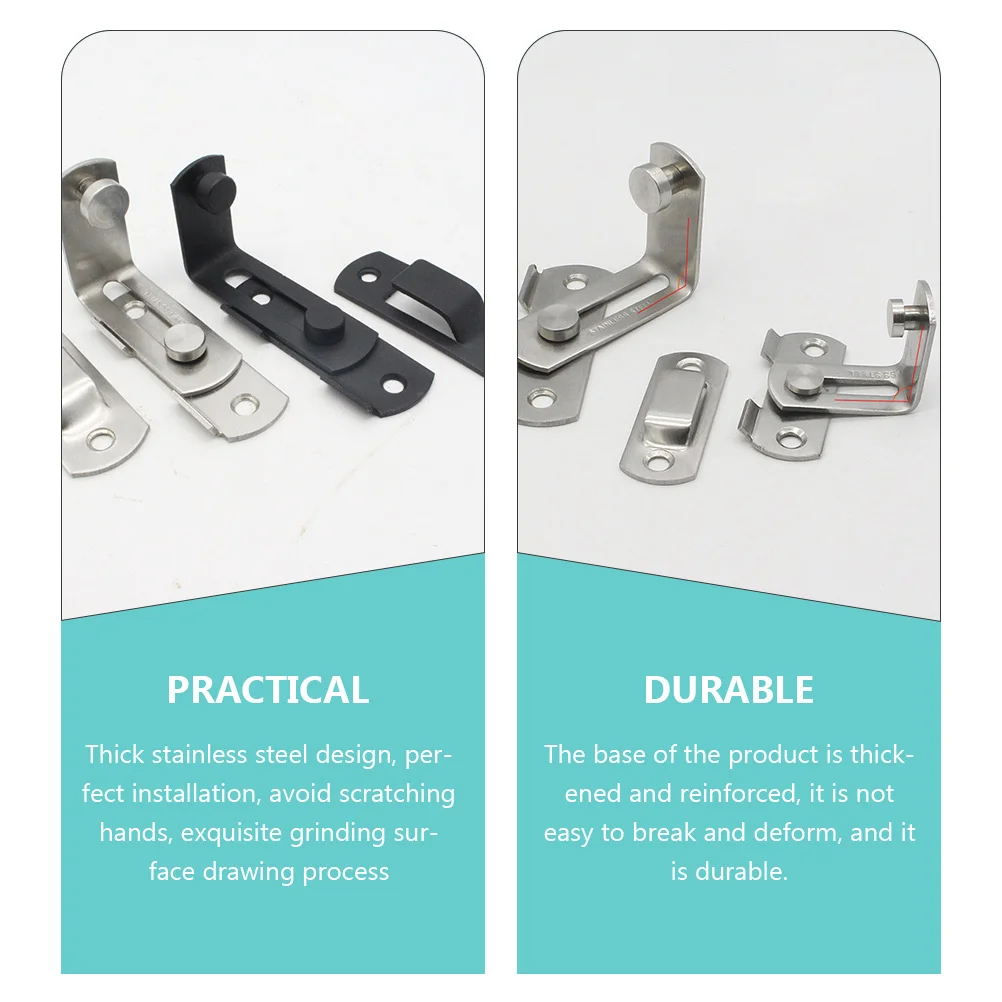 

2pcs Stainless Steel Door Latch Rust-Proof Wear-Resistant For Garage Barn Bedroom Sliding Door Right Angle Buckle 90 Degree Gate