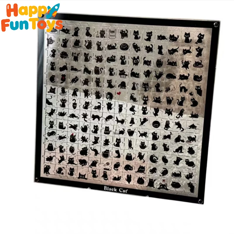 Black Focused Healing Acrylic Cat Puzzle Irregular Puzzle Pieces Game Birthday Xmas Gifts For Cat Lovers Home Decor