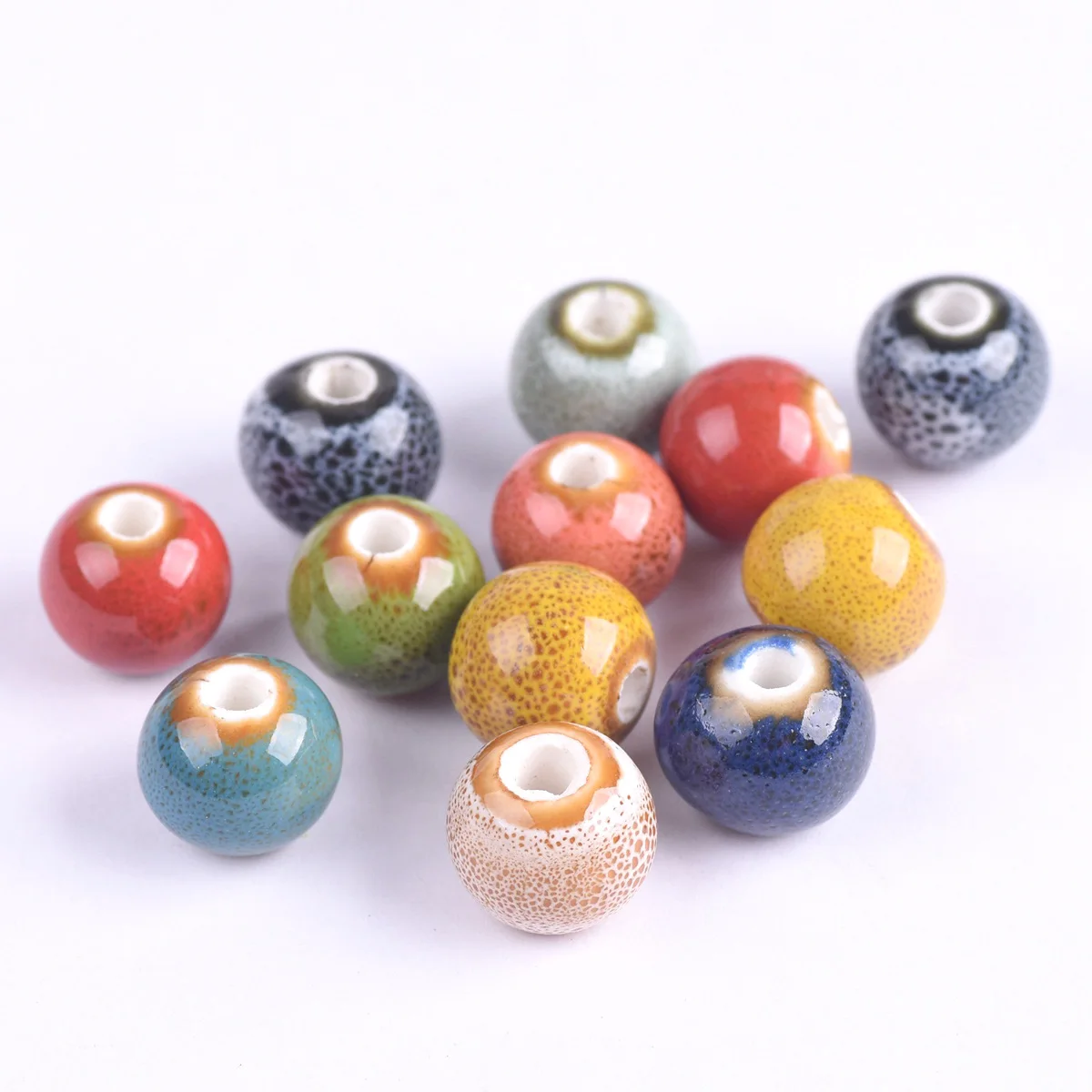 

20pcs Round 10mm Fancy Glaze Ceramic Porcelain Loose Spacer Beads Lot For Jewelry Making DIY