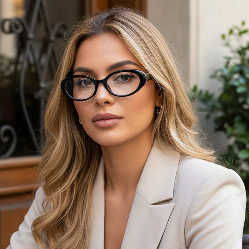 

Y2K ретро черная овальная маленькая оправа для очков, женские очки с защитой от синего света, модный стиль, оправа для очков 3048