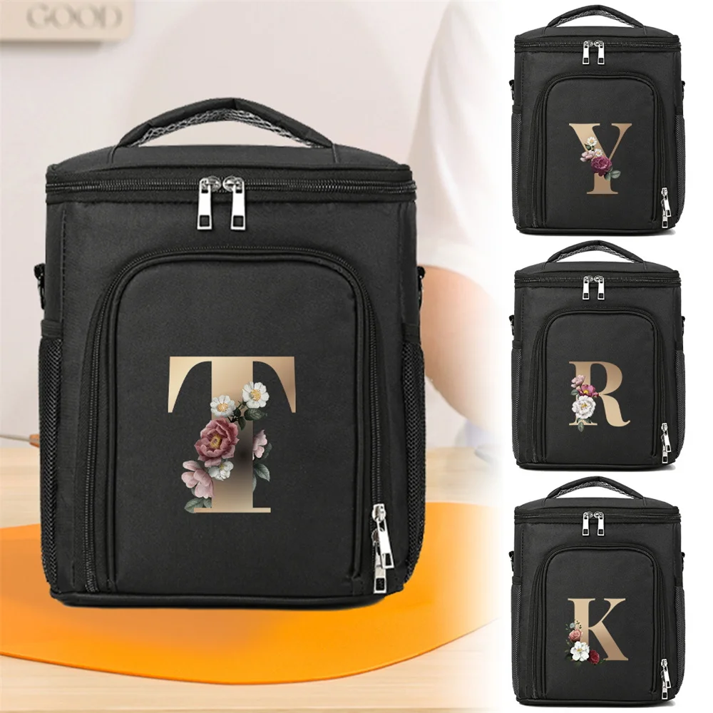 

Lunch Bag Insulated Lunch Box Tote Cooler Waterproof Bento Pouch Picnic Tote Food Storage Bag Printing Gold Letter Series