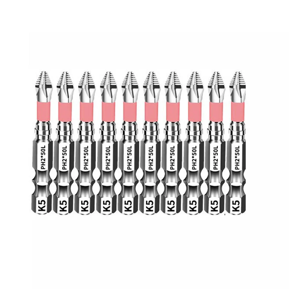 

6/10pcs Anti-Slip Magnetic Screwdriver Bit Impact Resistant High Torque Batch Head Hexagonal Handle Cross Ph2 Screwdriver Bit