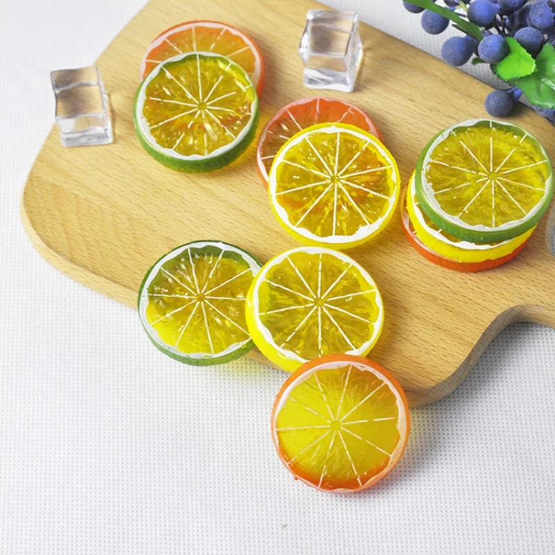Mini simulación de rodajas de limón, frutas artificiales falsas, manzanas súper pequeñas, modelo de plástico de espuma, decoraciones para fiestas, cocina y bodas