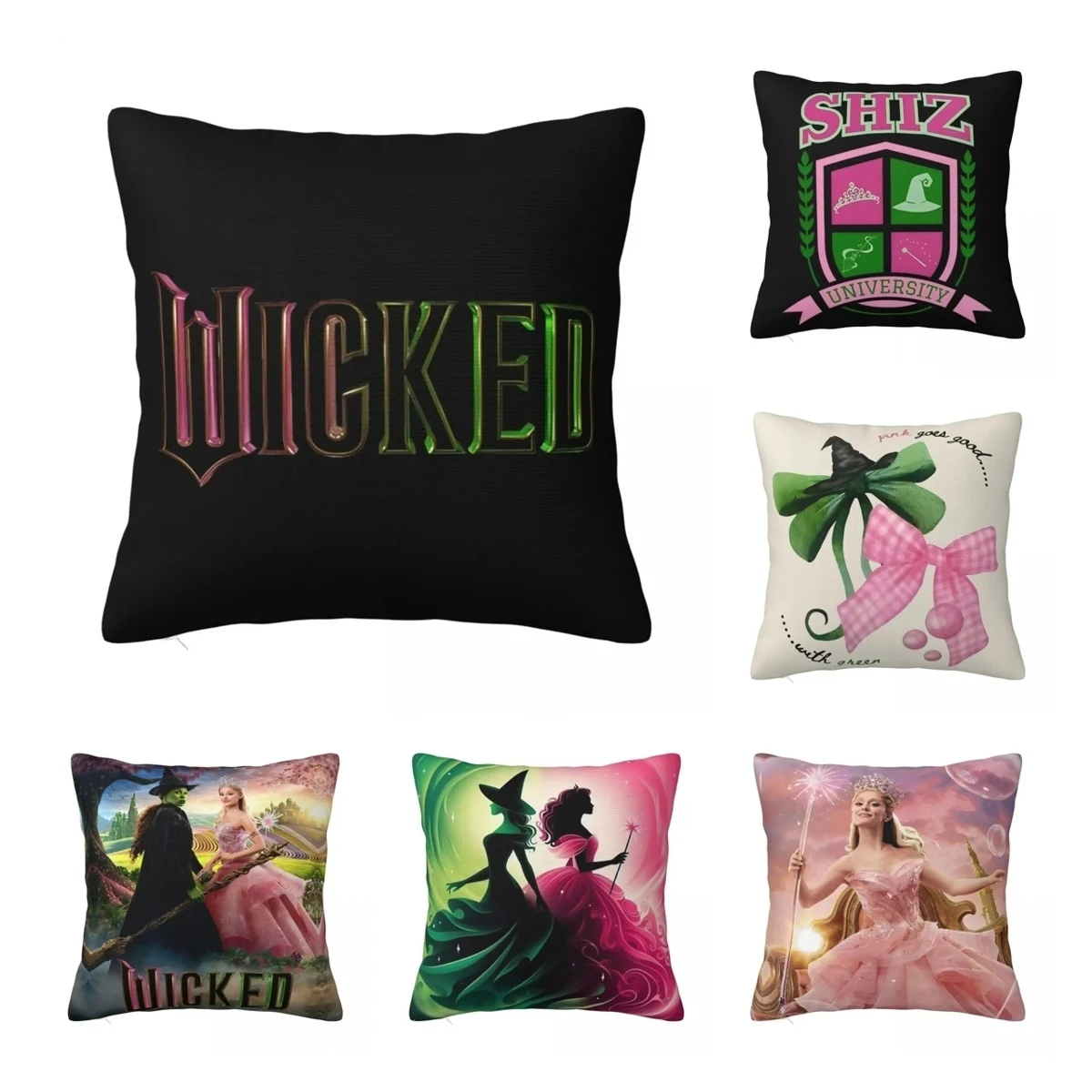 Wicked Elphaba & Glinda Square Pillow Case Musical Movie Cushion Cover Polyester Decor Throw Pillow Case Cover Living Room 18