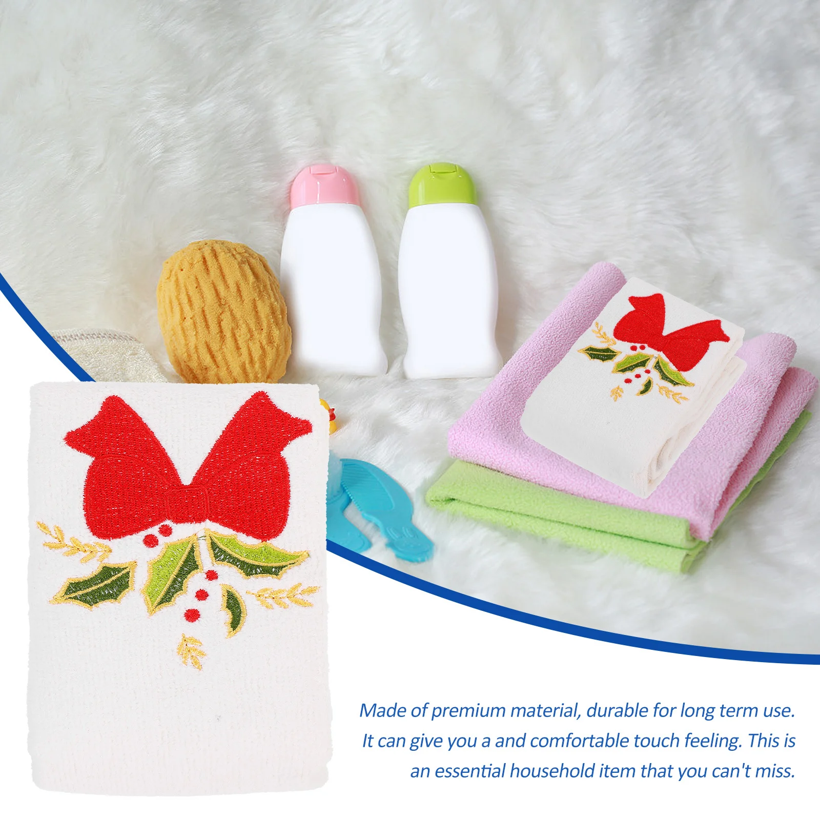 프리미엄 크리스마스 자수 페이스 타월 면 소재 창의적인 휴일 선물 리본 패턴 가정용