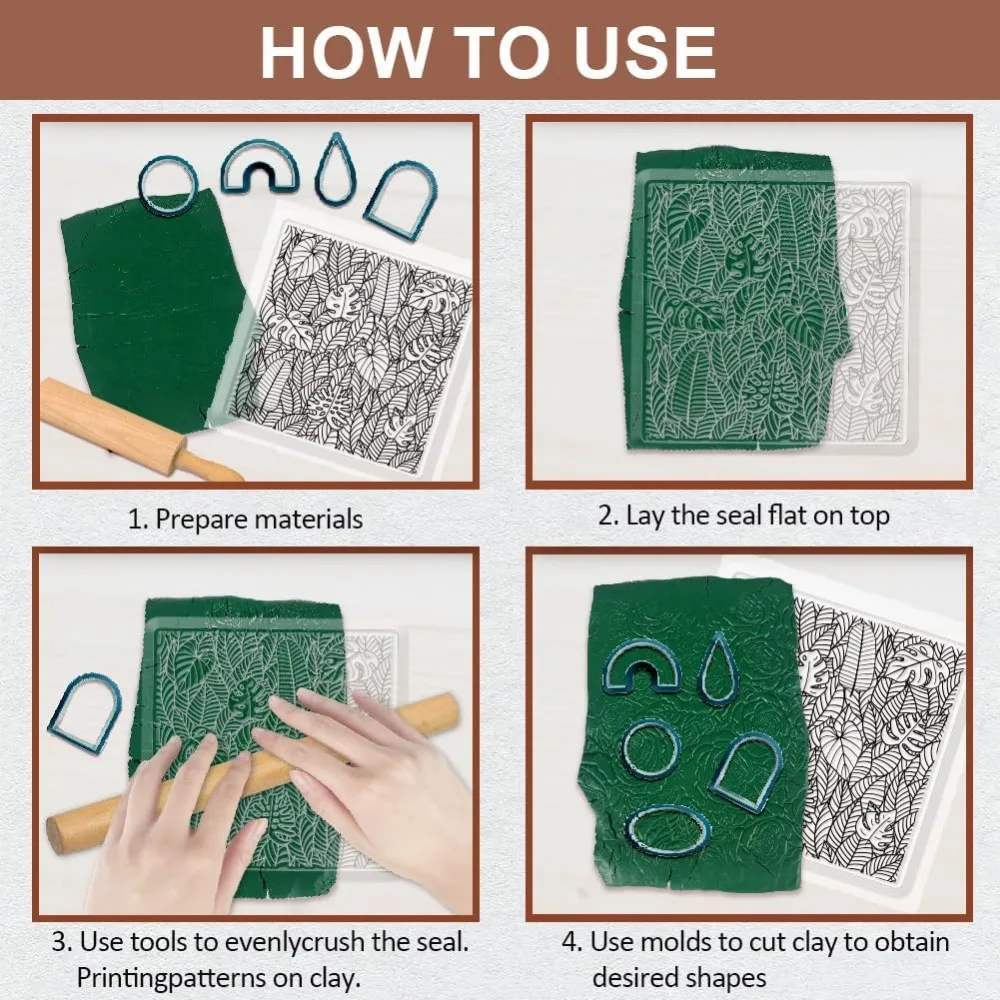 Polymer Clay Texture Sheets Leaves Silicone Texture Stamp Sheets Clay  Mat Plant Modeling Pattern Pad Texture Sheets