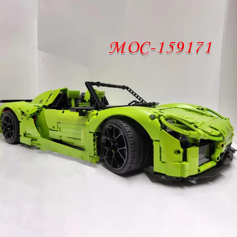 Modelo de blocos de construção supercar verde, MOC 159171, travamento automático, puzzle, aniversário, natal, brinquedo dom, ornamentos, verde