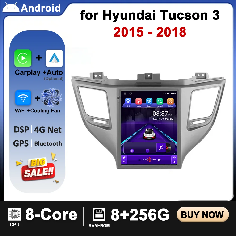 

9.7 inch Android 14 Car Radio For Hyundai Tucson 3 2015 - 2018 Multimedia Stereo Video Player GPS Navigation Carplay Auto BT