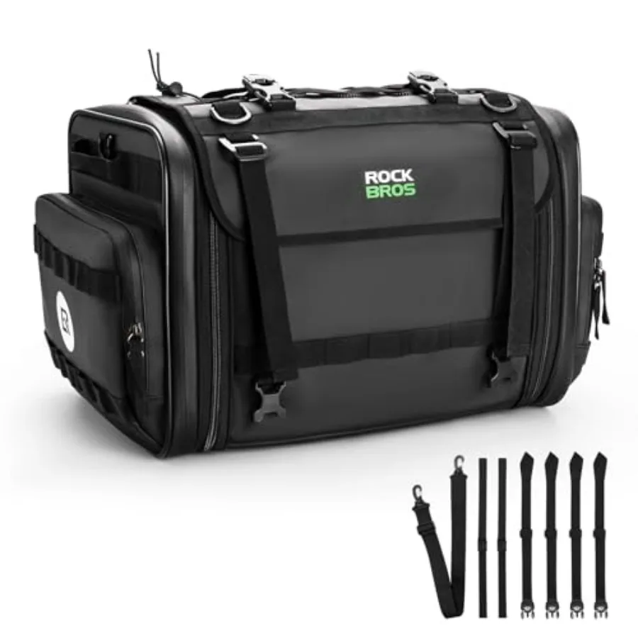 

Motorcycle Tail Bag 50L Expandable Travel Luggage Rear Seat Saddle Storage With Waterproof Rain Cover - Black