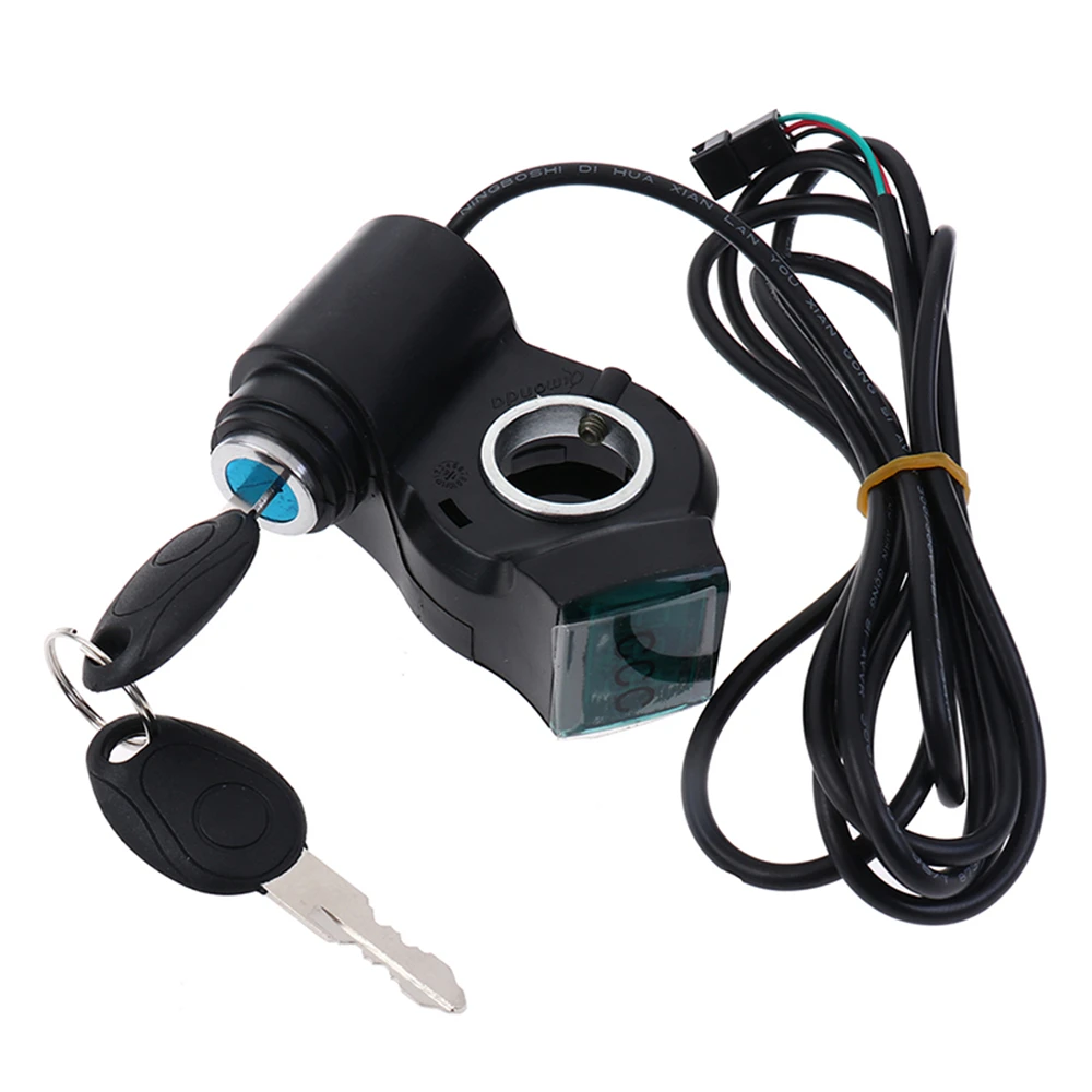 For Electric Bicycle E‑Bike Digital Voltmeter Thumb Throttle Finger Power Switch With Key‑Lock Voltage Display Bike Parts