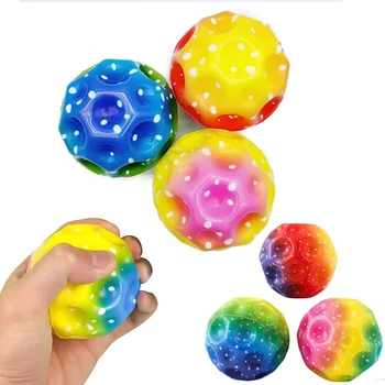 12pcs Colorful High elasticity Hole Ball Toy Soft Bouncy Ball Anti-fall Moon Shape Porous Extreme Children&#x27;s Outdoor Games Toys