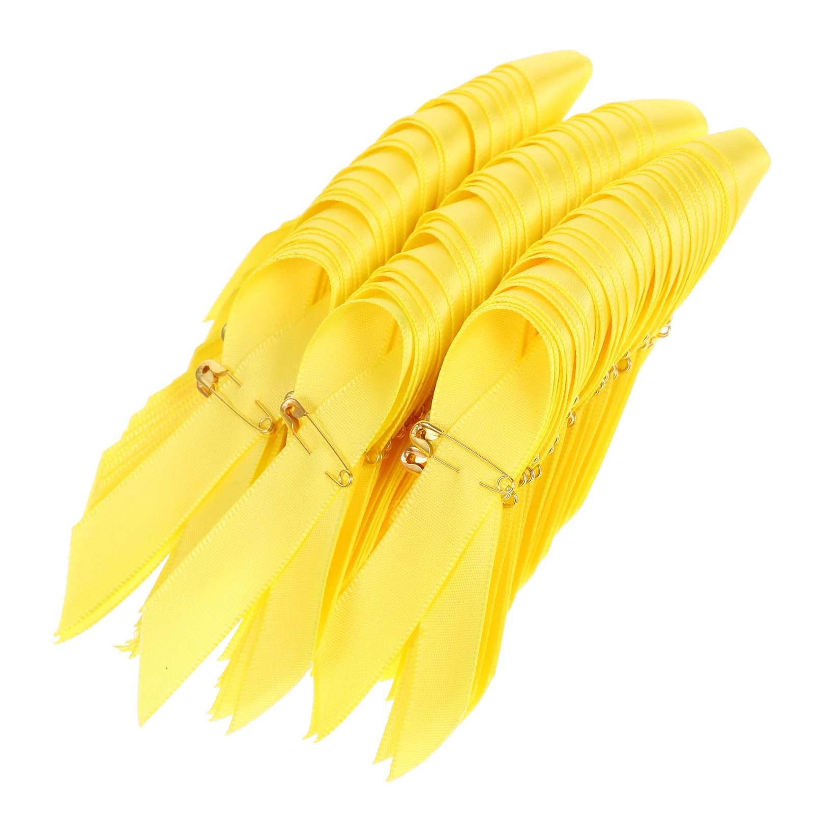 

100pcs Ribbon Pins Yellow Cancer Brooch Pins Childhood Cancer Awareness Polyester Satin Enamel Brooch Decorations