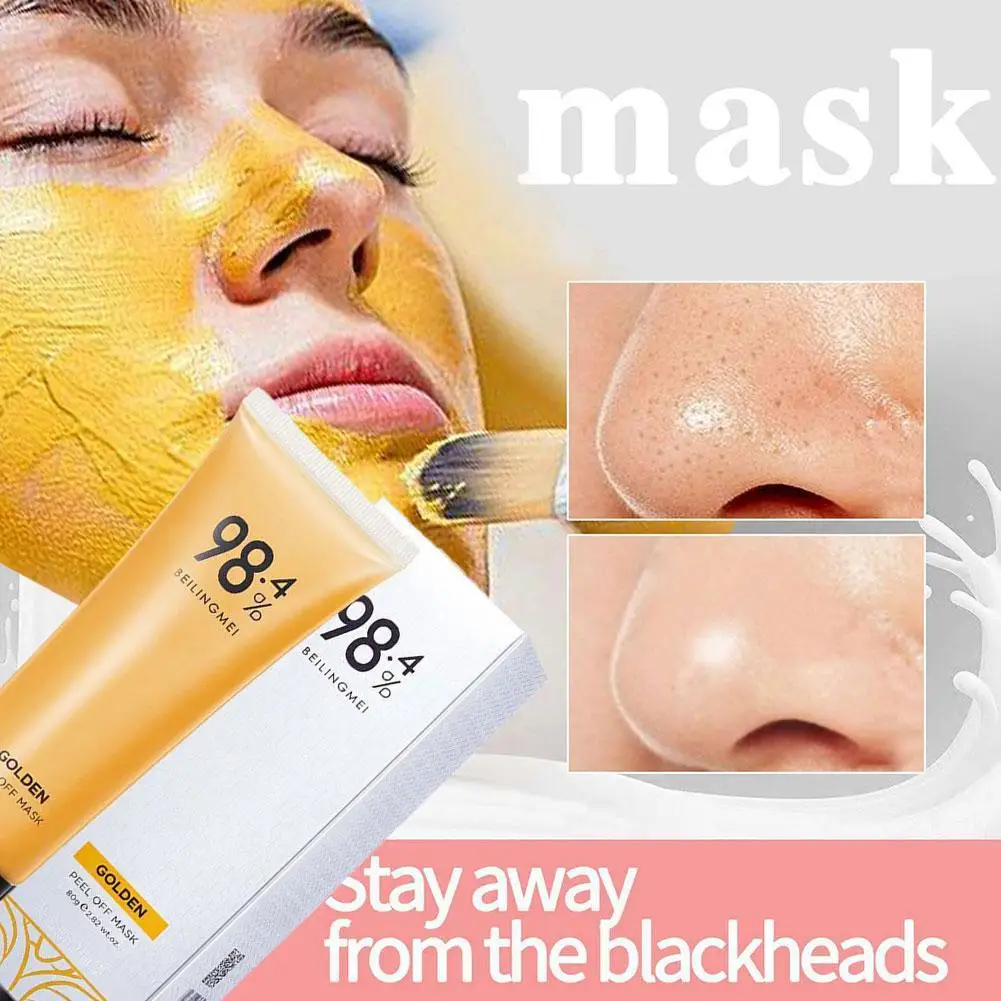 Masker penghilang komedo 80g, masker wajah emas Anti Penuaan, pembersihan dalam, mengurangi kerutan garis halus Perawatan Kulit bagus