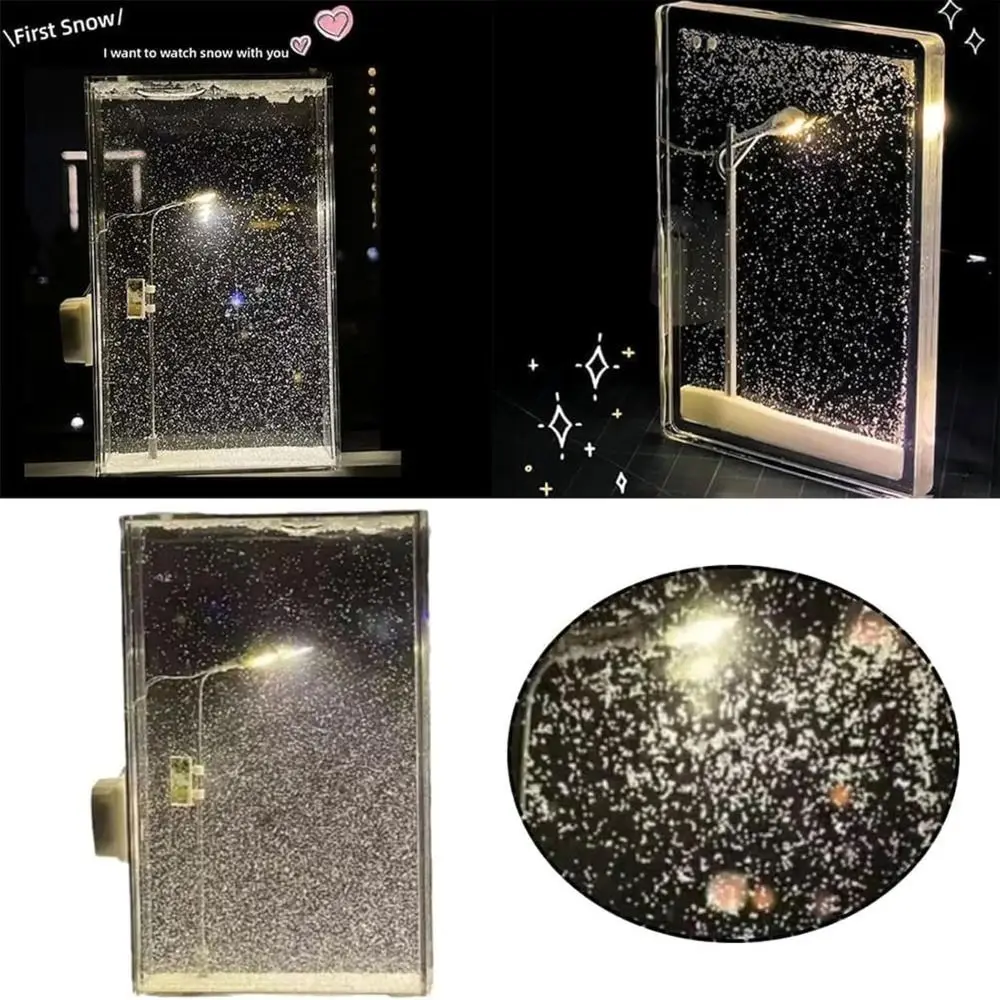 雪だるま人形付きの雪景色の常夜灯、手作りのクリスマスの装飾、DIY素材、街路灯、雪だるま人形