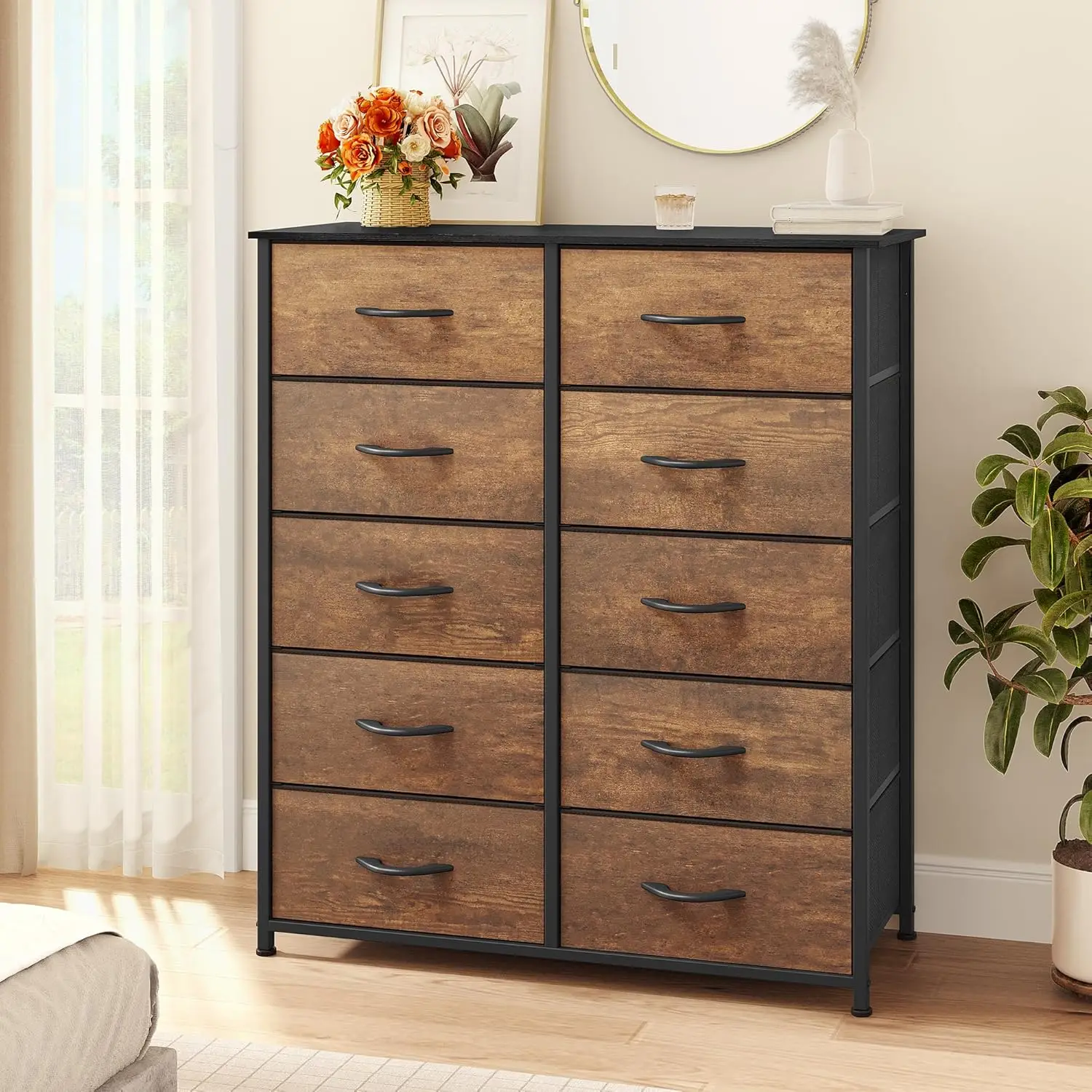 10 Drawer Dresser - Fabric Storage Tower, Organizer Unit for Bedroom, Living Room, Hallway, Closets