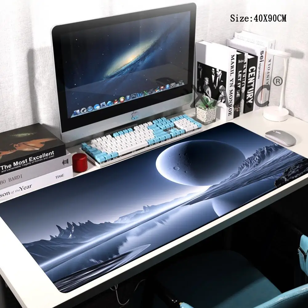 

HYBXAXC Aesthetic Space Mountain Desk Pad, Extra Long Mousepad with Stitched Edges, Smooth Surface for Gaming Workstation Decor