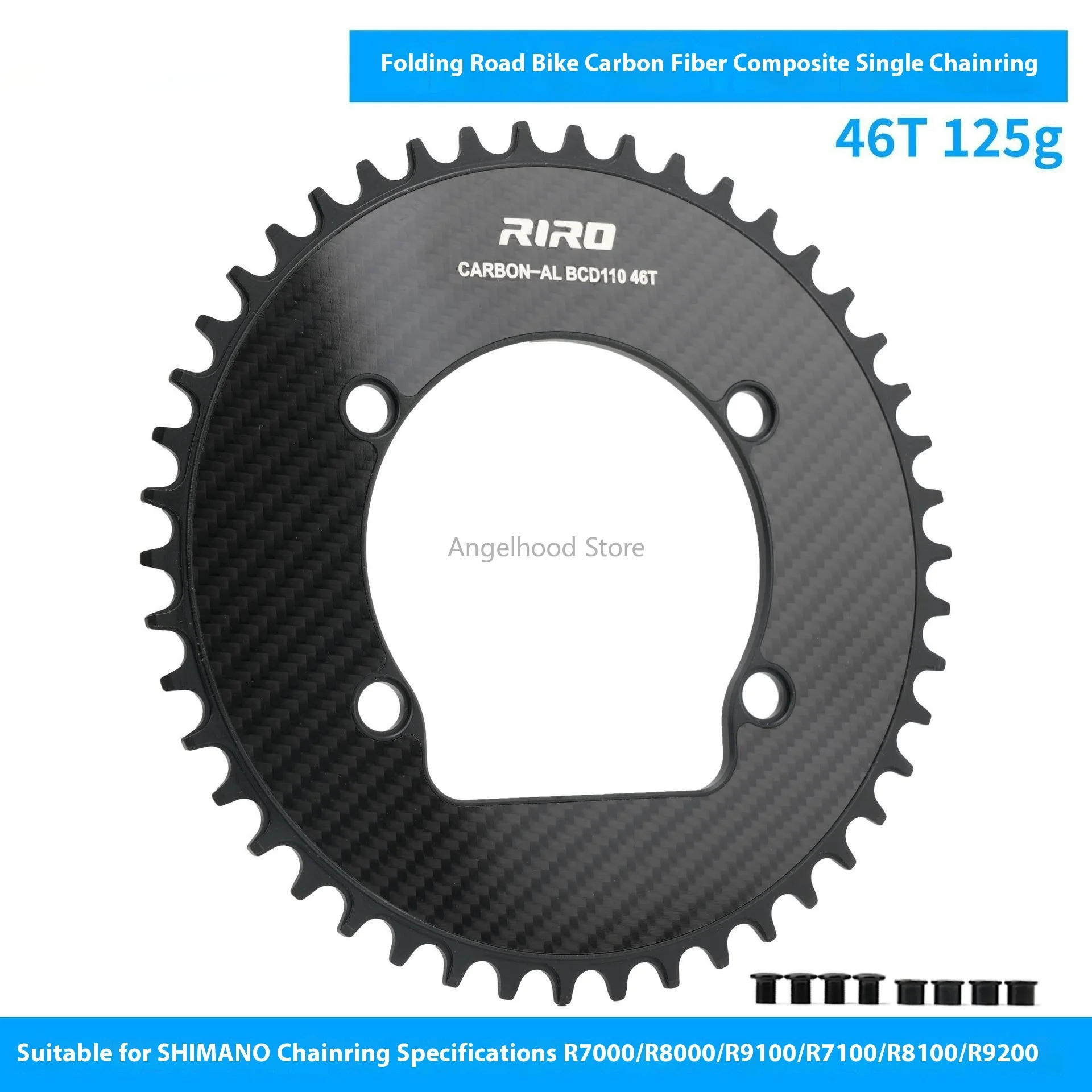 

Велосипедная карбоновая звездочка 110 Bcd для Shimano R7000 R8000 R9100 R7100 R8100 R9200 Сверхлегкая двухдисковая 4-болтовая звездочка
