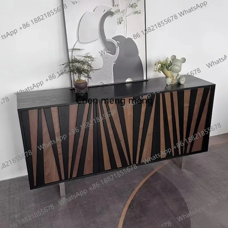 RR Medieval solid wood dining side cabinet enters the entrance, living room Italian simple entrance locker