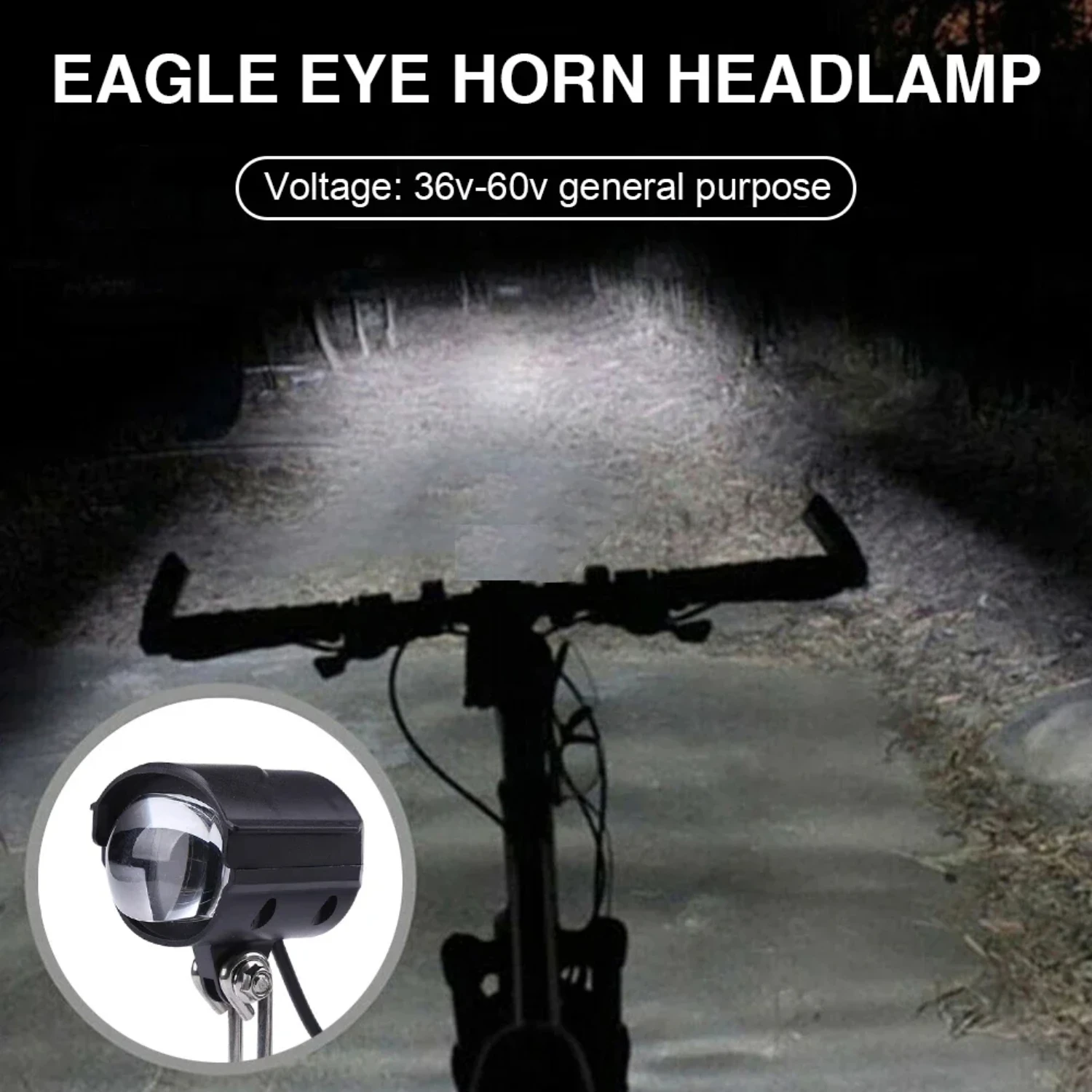 36V-60V E-Bike  Light  Scooter  Headlight 5W Waterproof 2 in 1  Lamp Motorcycle Bicycle Flashlight 1/2/3PCS