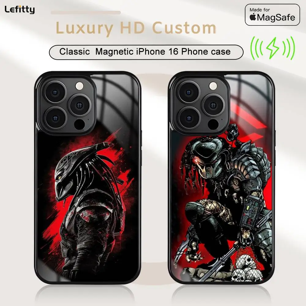 حافظة هاتف فيلم P-Predator MagSafe شاحن لاسلكي مغناطيسي Funda لهاتف iPhone 16 15 14 13 12 11 Pro Plus Mini