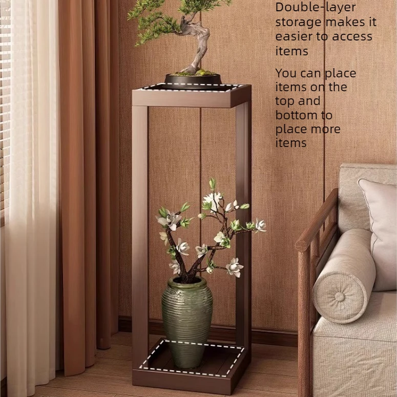 Flower shelf Living room Floor-to-ceiling shelf Nanzhu Chinese flower pot Plant placement Indoor display stand Balcony flower