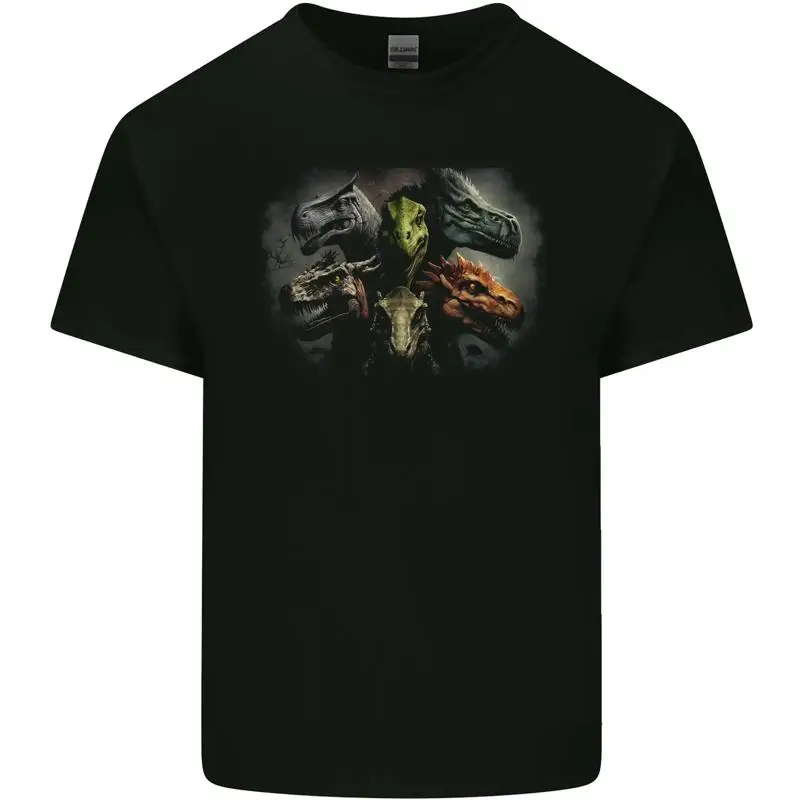 

6 Collage Dinosaurs T-Rex Raptor Dragons Cotton T-Shirt Mens