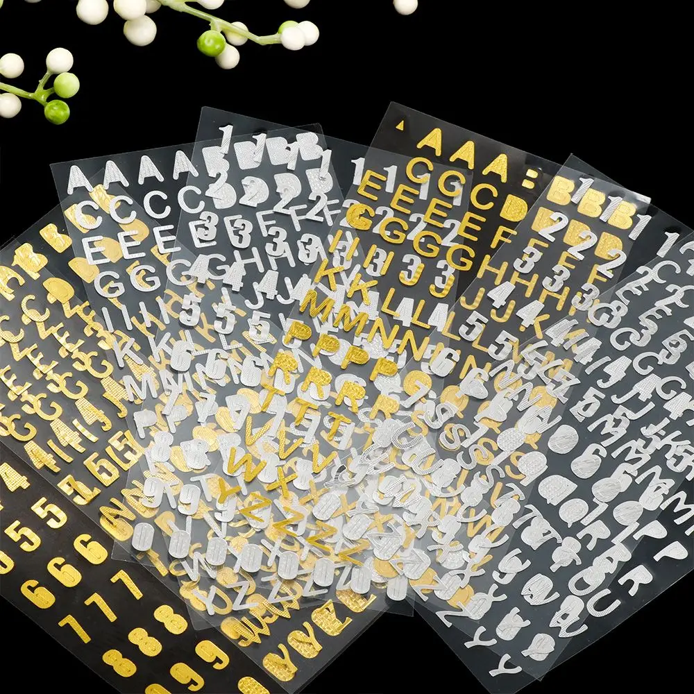 DIY Gold Scrapbook Hand Book Notebook Decor Planner Number sticker Twinkle stickers Letter Self Adhesive