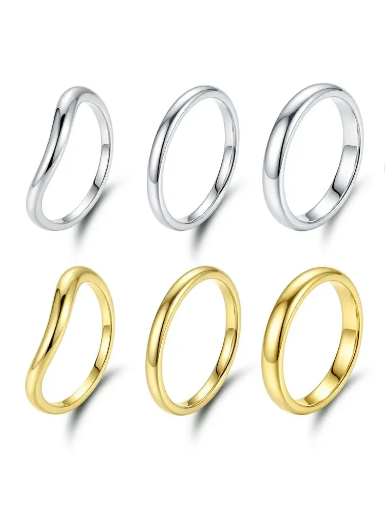 925 Sterling Silber Minimalismus Einfacher Glatter Wellen-Mode-Ring für Frauen Verlobung Party Tägliches Tragen Hochwertige Feine Schmuckstücke