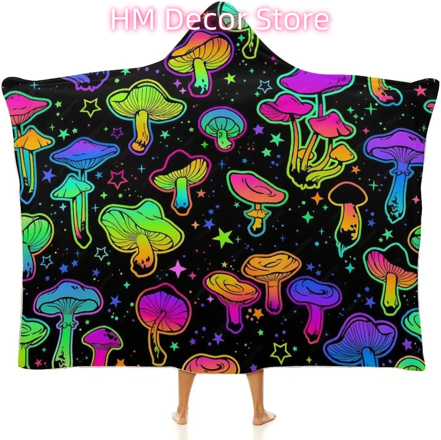 Mushroom Hooded Blanket Mushrooms Gifts for Women Soft Fleece Flannel Mushrooms Wearable Blanket Hoodies All Season Plant Blanke