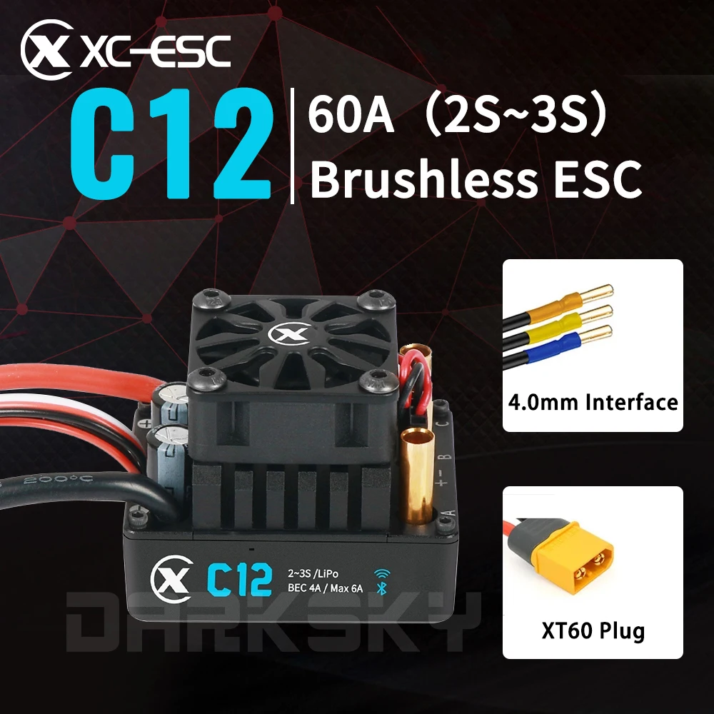 

XC-ESC C12 60A Brushless ESC Support 2~3S Lipo Battery For 1/10 1/12 RC Model Cars Buggy Crawler Accessories