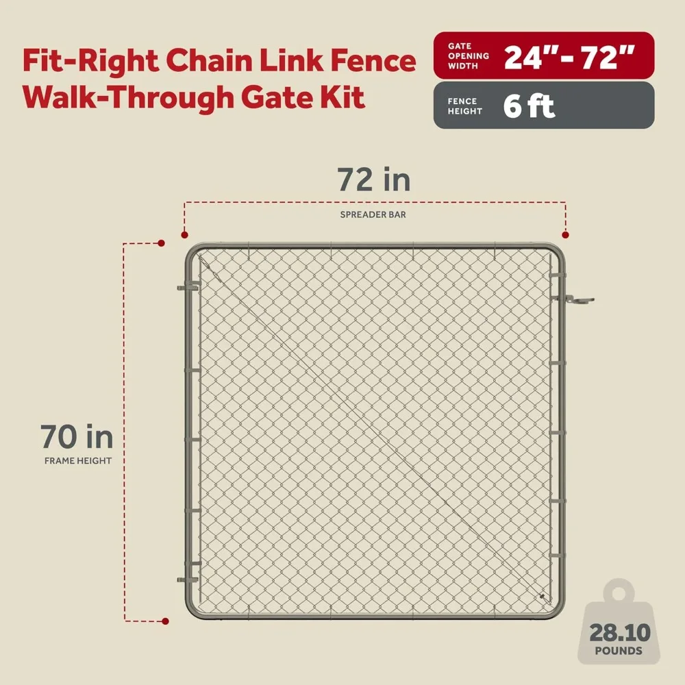 Adjust-A-Gate Chain Link Fence Gate مع إطار دائري، يناسب 24-72 بوصة. الفتحات وما يصل إلى 12 قدم. - تعزيز خارجي عالي التحمل #2