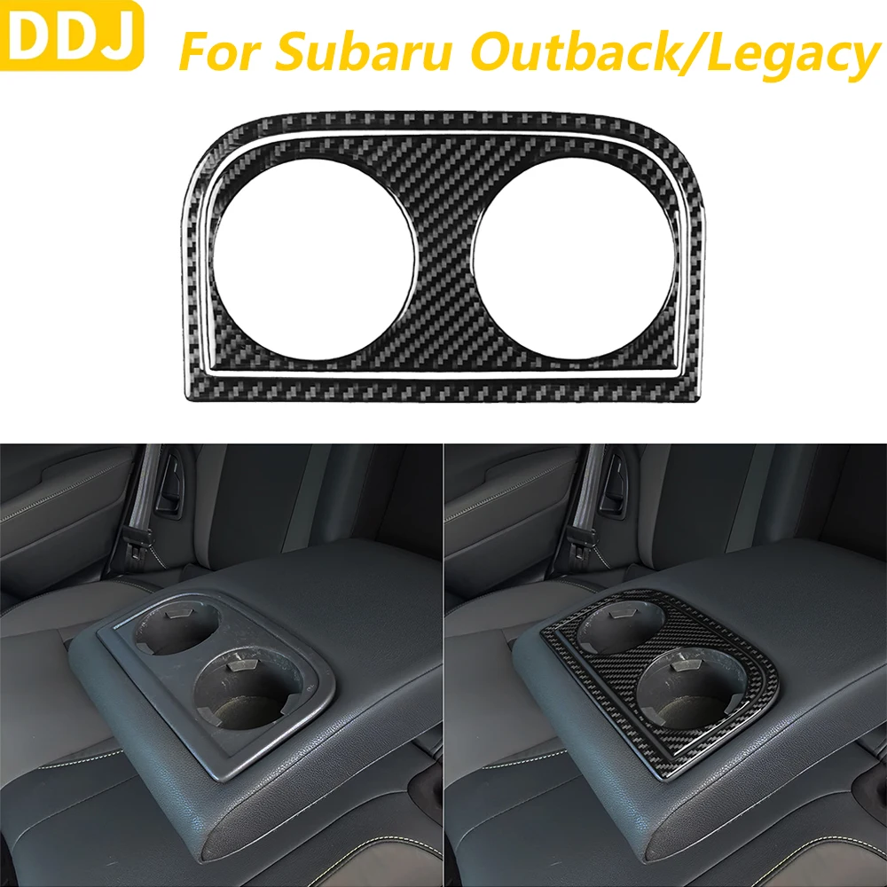 

For Subaru Outback Legacy 2015-2017 Carbon Fiber Rear Center Armrest Water Cup Holder Panel Cover Trim Car Accessories Sticker
