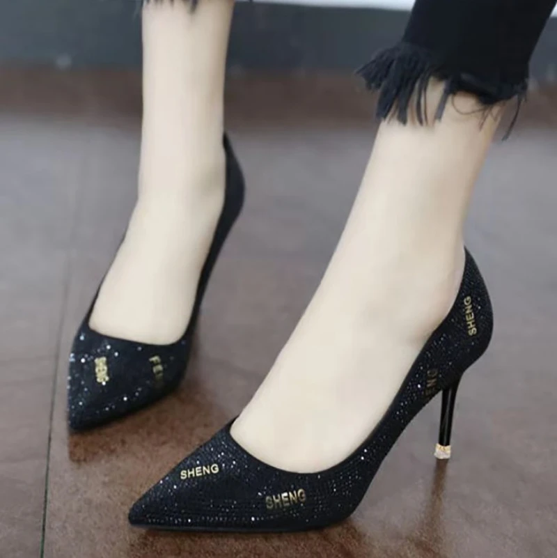 2024 spring and autumn new color matching light mouth pointed Asaguchi high heels sexy everything fashion work women shoes pumps