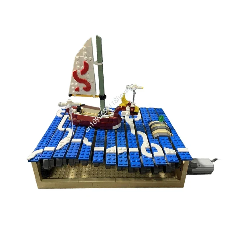 732PCS Construction Adventure On The Great Sea Modular Model Moc Building Blocks Stacking Bricks Creative Toys Kid Gift Diy