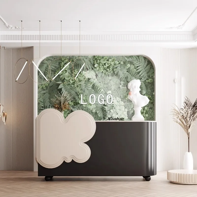 

*Simple Beauty Salon Cashier Clothing Store Small Modern Front Desk Light Luxury Arc Hotel Reception Desk