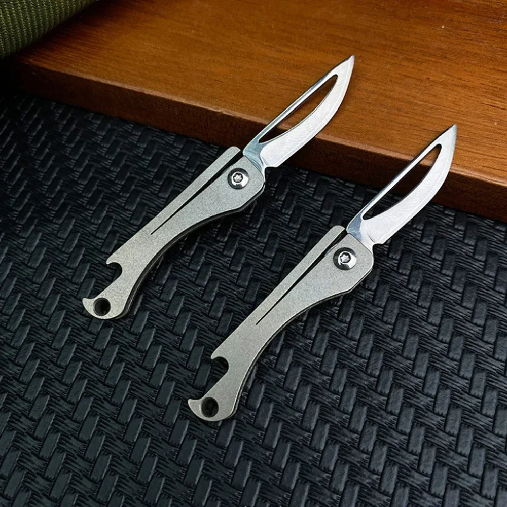 Mini Titanium Alloy TC4 Folding Knife EDC Portable Keychain Pendant Knife Express Unpacking Pocket Knife Gift EDC Tool