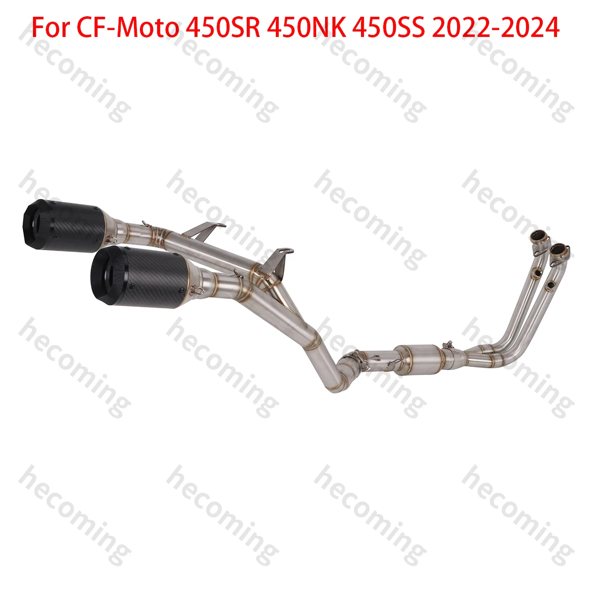 Dual Muffler Pipe Slip On For CFMOTO 450SR 450SS 450NK 2022-2024 Motorcycle Exhaust Escape Modify Front Link Pipe