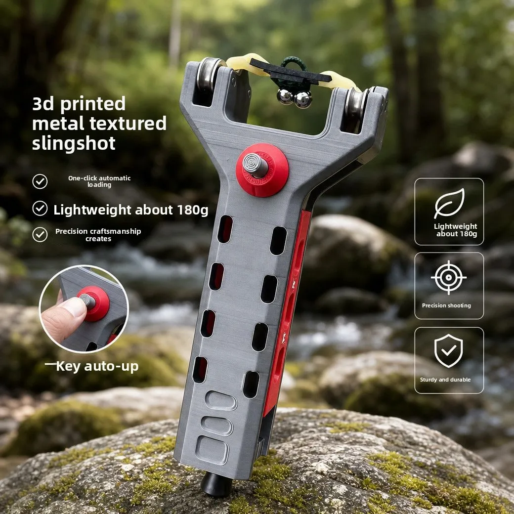 Automatic Loading Continuous Fire EDC Outdoor Slingshot Adult Shooting High Power High Precision Round Leather 3D PRINT PLASTIC