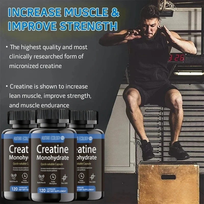 Creatine Monohydrate Capsules -120 Capsules, 3000 Milligrams Per Serving, Gluten Free, Non Gmo