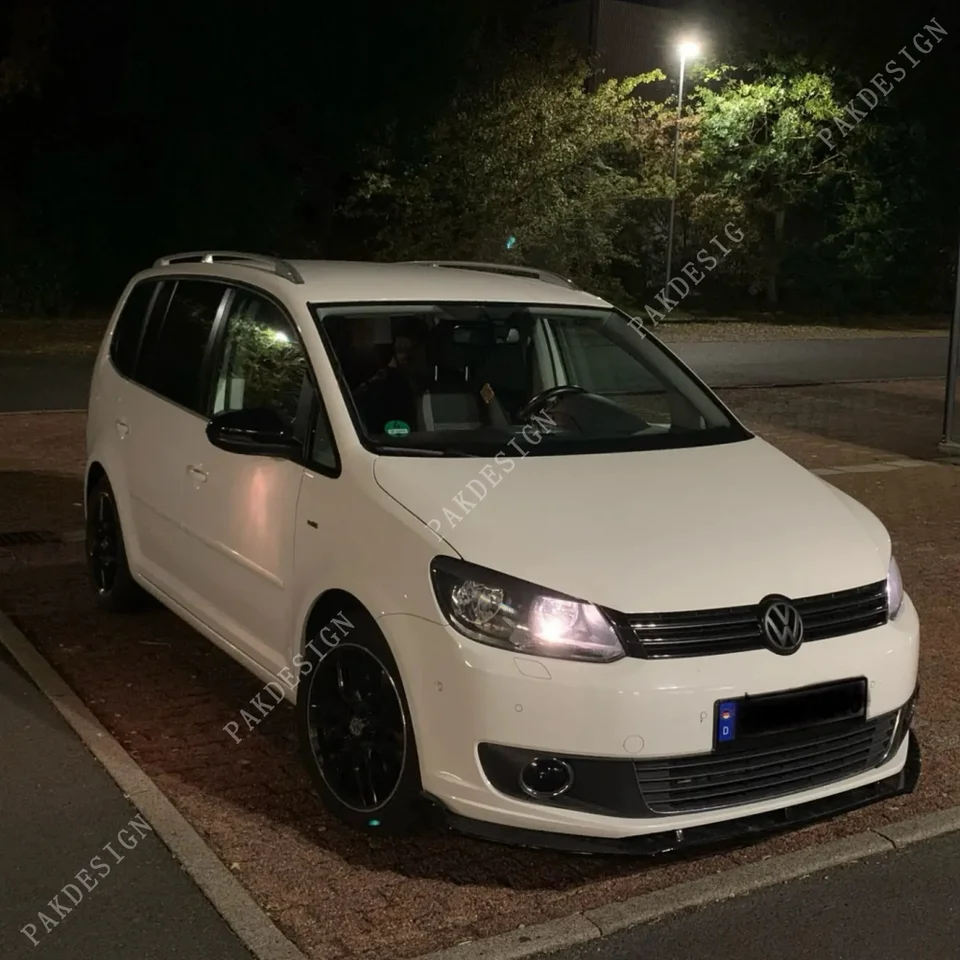 Lèvre Pare-Chocs Avant VW Touran 2016-2023 - Spoiler Avant Carbon Fiber Look Blanc