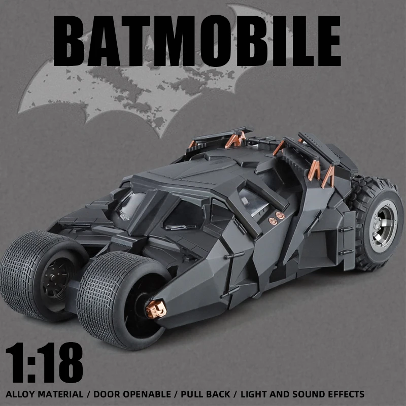 

Alloy Bandai Batmobile 1/18 diecast Model Action Figures racing car Large size Collection value christmas Toy Children Gifts