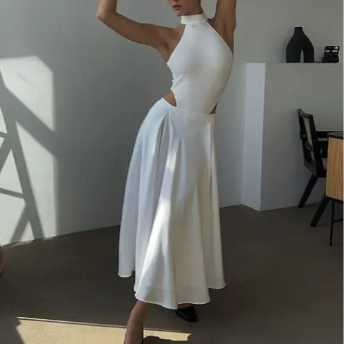 エレ ハイウエスト ロング サテン スカート レディース 春 2025 新作 スレ Aライン ミディスカート エレ クラッシー フェミニン ファッション