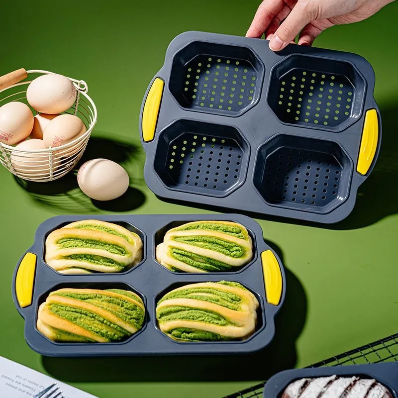 

New Product: 4-Piece Bread Mold, Baguette Toast Mold, Household Cake Baking Tray, Non-Stick Hamburger Mold for Baking