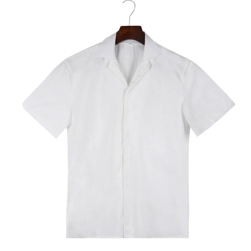 New Solid Color Men's Loose Casual Cuban Collar Short-sleeved Shirt Comfortable Shirt