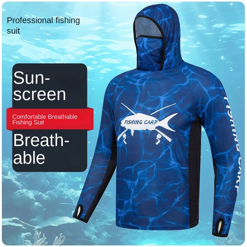 Summer Sun-protective Fishing Clothing for Men Hooded Quick-drying Breathable Ultra-thin Anti-insect Fishing Jacket Plus Size