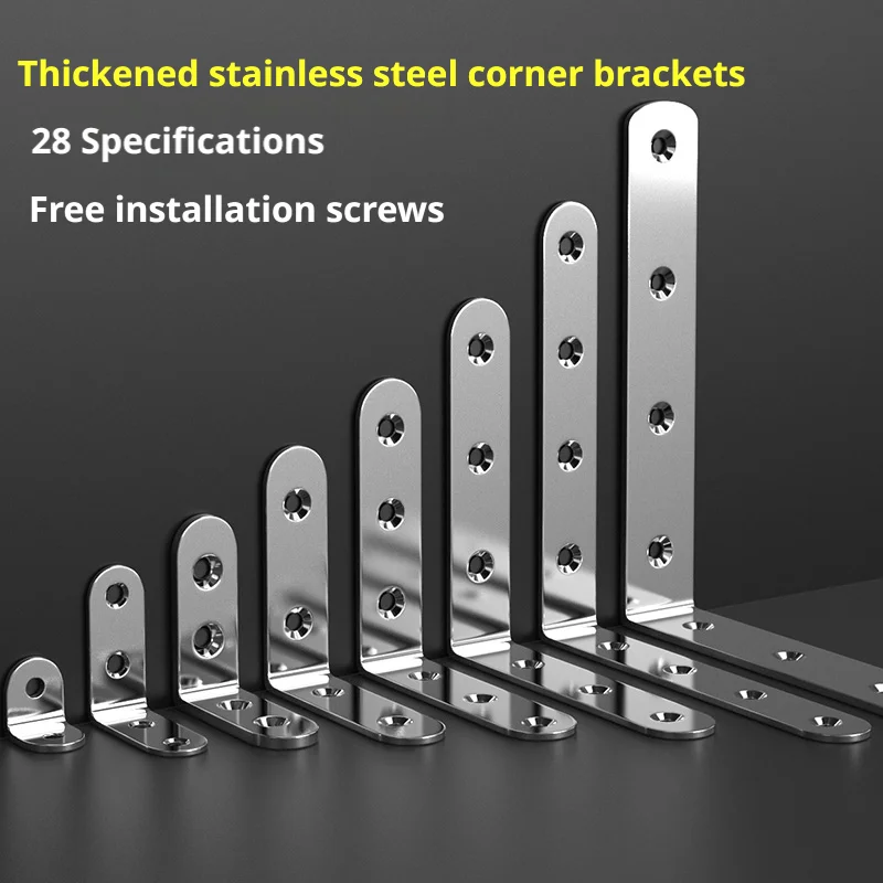 Small Right Angle Stainless Steel L Brackets 40Pcs, Heavy Duty Corner Brace for Shelves, Wood Furniture, Chair