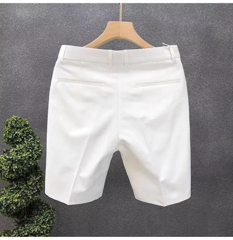 Summer Lightweight Business Suit Shorts For Men White Slim Fit Straight Men's Five Quarter Pants Y2k Clothes