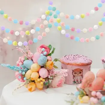粉彩絨球花圈懸掛式復活節裝飾可愛彩虹彩色毛氈球花環嬰兒派對生日派對用品 10 best sales 粉彩生日裝飾 - №9